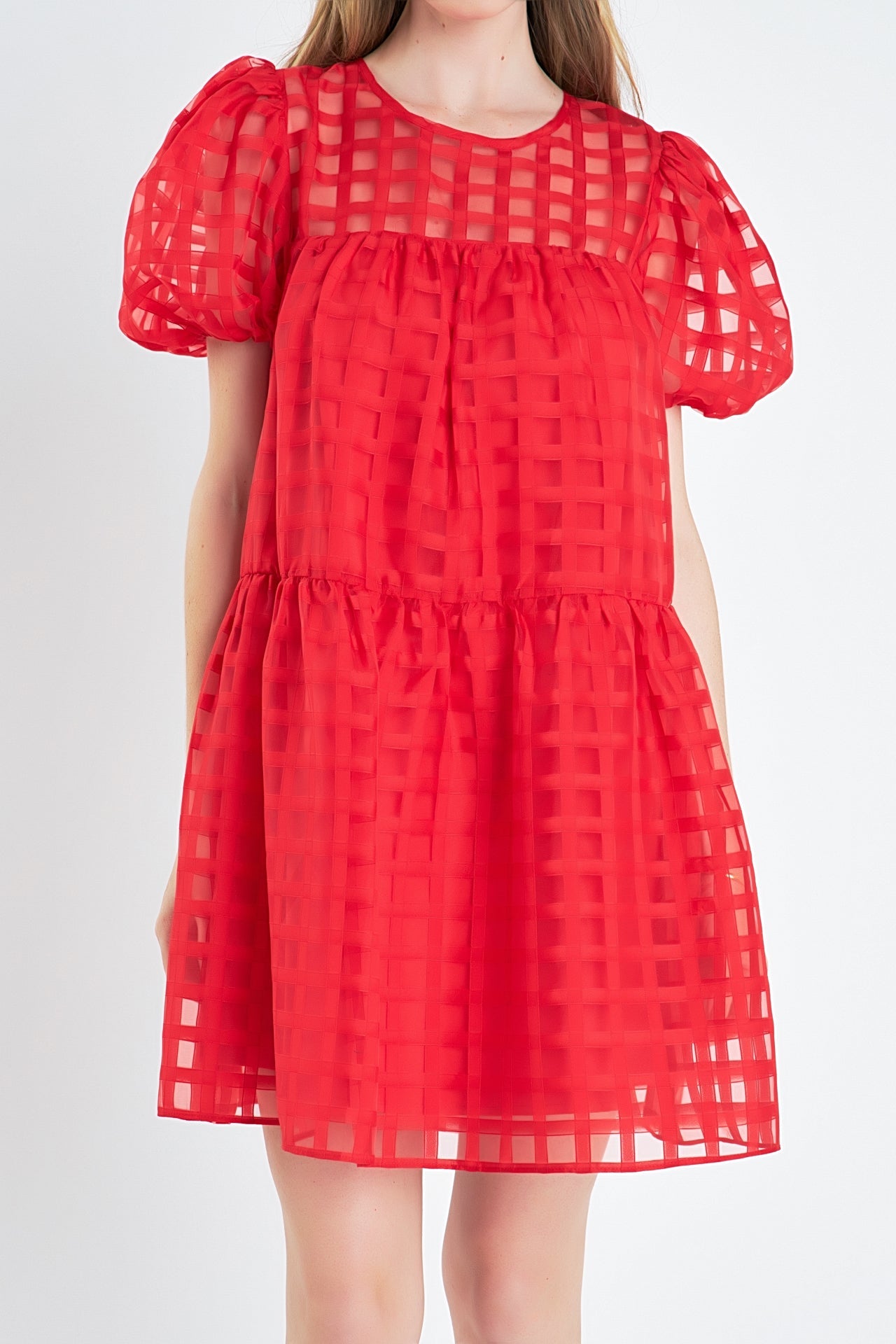 English Factory - Gridded Organza Mini Dress