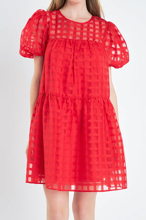 English Factory - Gridded Organza Mini Dress