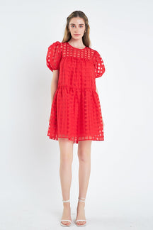 English Factory - Gridded Organza Mini Dress