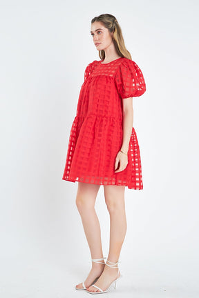 English Factory - Gridded Organza Mini Dress