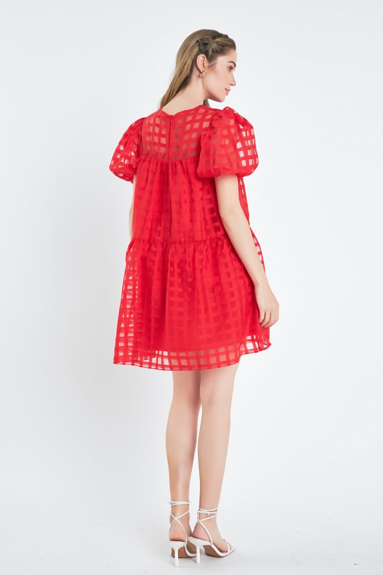 English Factory - Gridded Organza Mini Dress