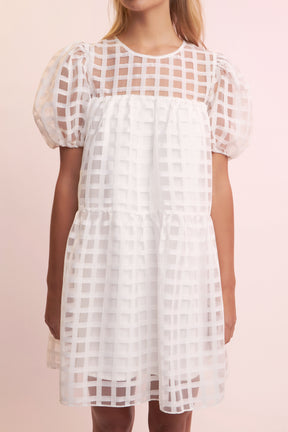 English Factory - Gridded Organza Mini Dress