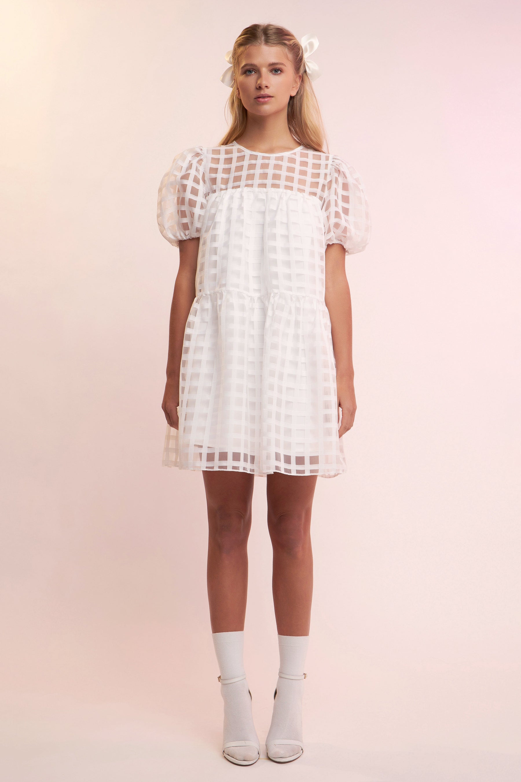 English Factory - Gridded Organza Mini Dress