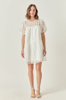 ENGLISH FACTORY - Gridded Organza Mini Dress - DRESSES available at Objectrare