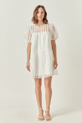 ENGLISH FACTORY - Gridded Organza Mini Dress - DRESSES available at Objectrare