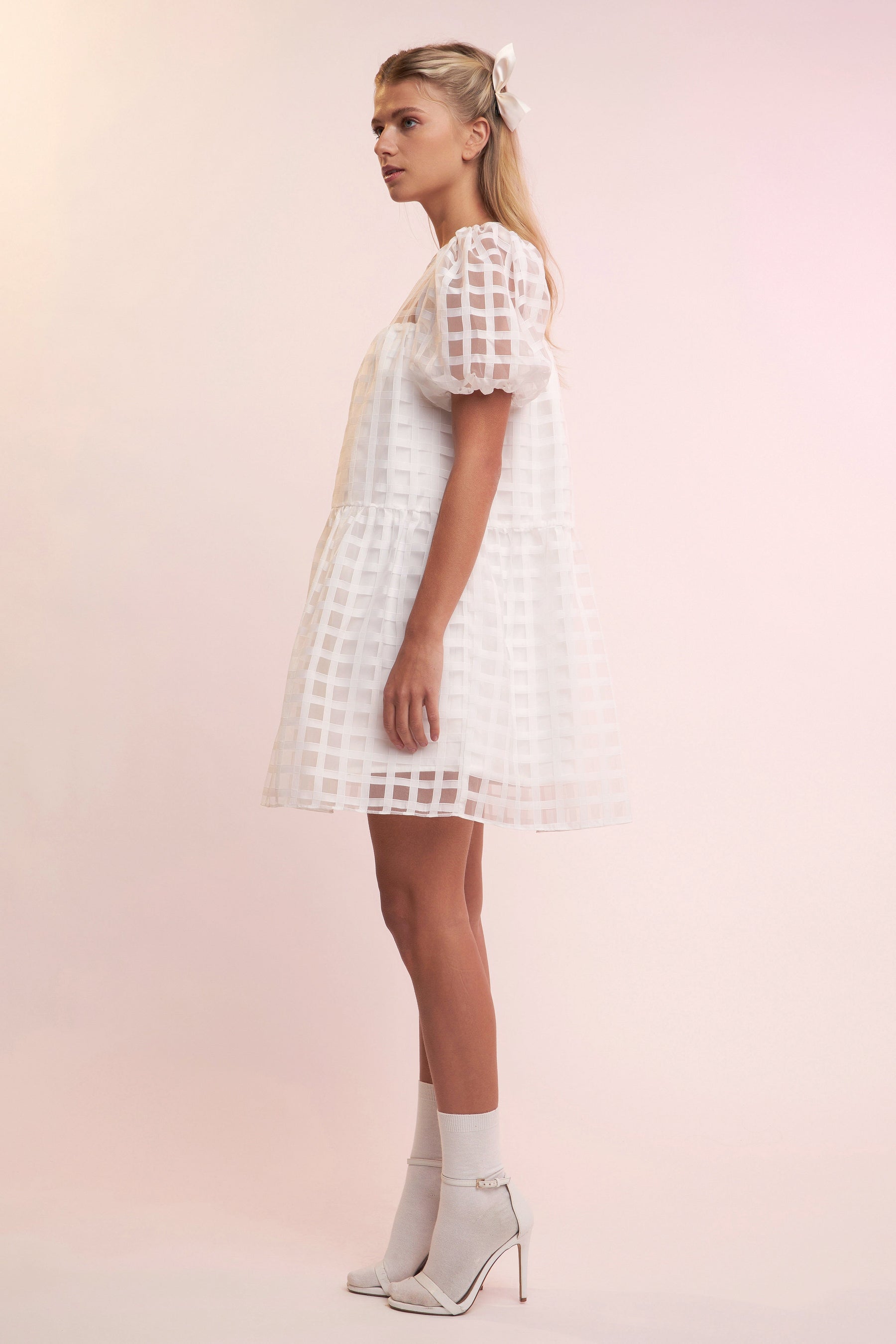 English Factory - Gridded Organza Mini Dress