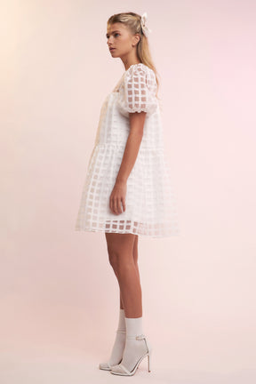 English Factory - Gridded Organza Mini Dress