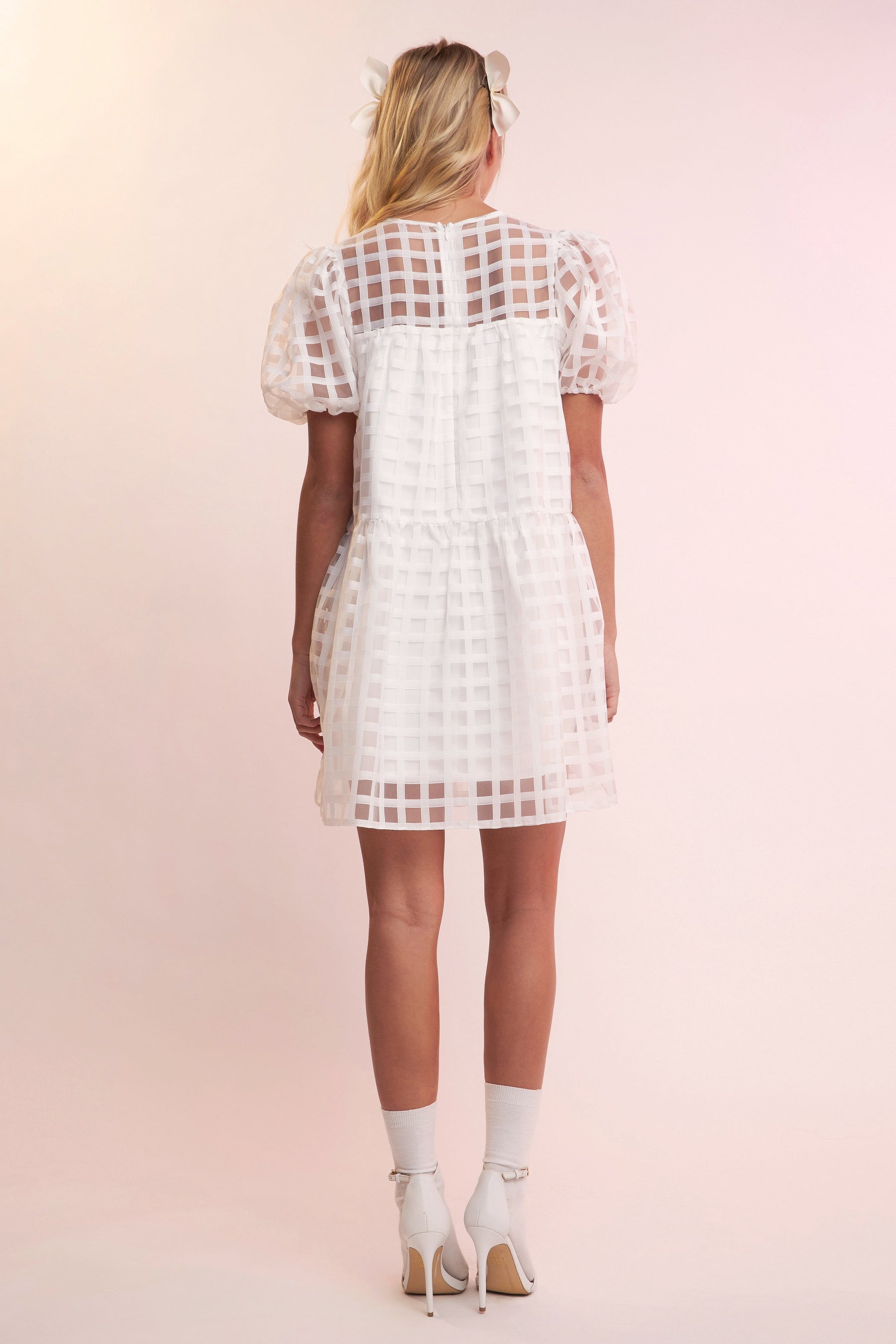 English Factory - Gridded Organza Mini Dress