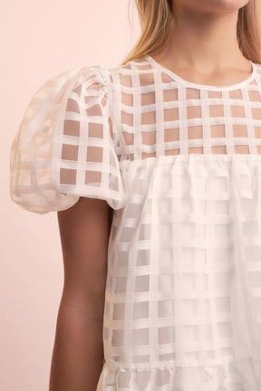 English Factory - Gridded Organza Mini Dress