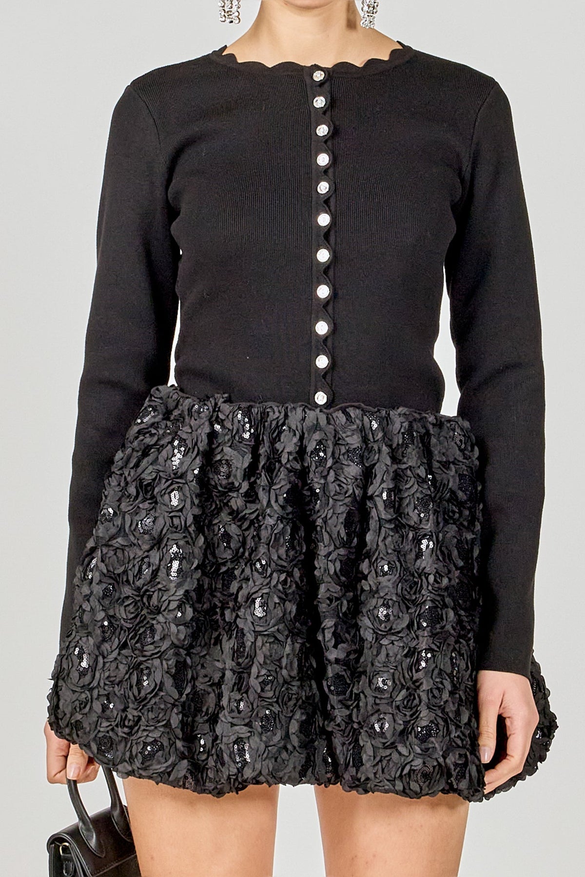 ENDLESS ROSE - Scalloped Accent Split Long Cardigan - SWEATERS & KNITS available at Objectrare