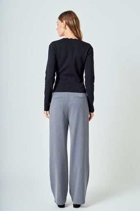 ENDLESS ROSE - Scalloped Accent Split Long Cardigan - SWEATERS & KNITS available at Objectrare