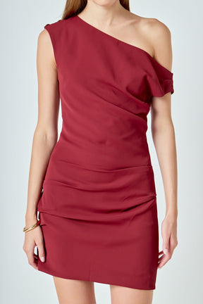 One Shoulder Accent Mini Dress
