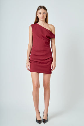 One Shoulder Accent Mini Dress