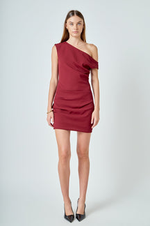 ENDLESS ROSE - One Shoulder Accent Mini Dress - DRESSES available at Objectrare