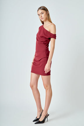 ENDLESS ROSE - One Shoulder Accent Mini Dress - DRESSES available at Objectrare