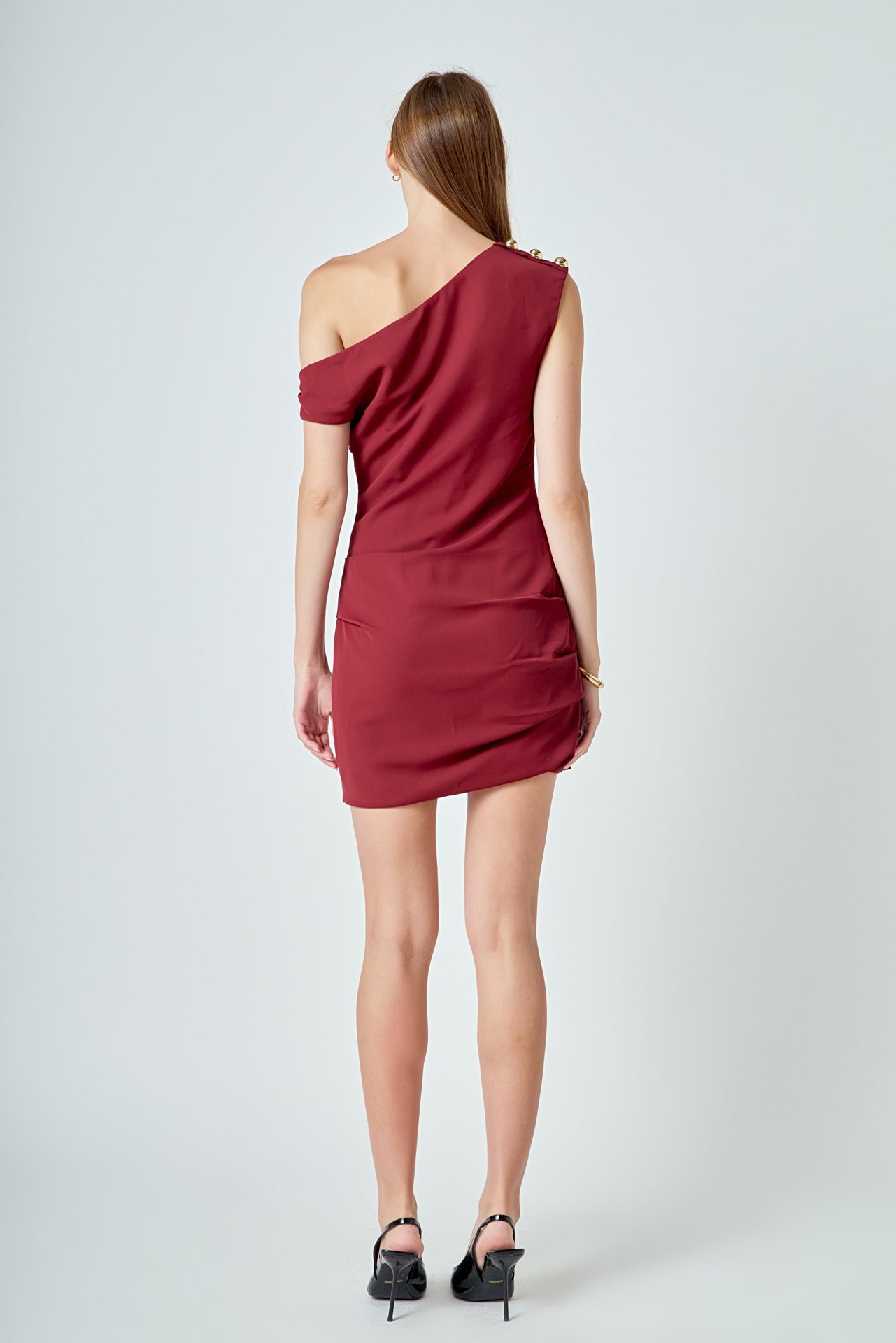 ENDLESS ROSE - One Shoulder Accent Mini Dress - DRESSES available at Objectrare