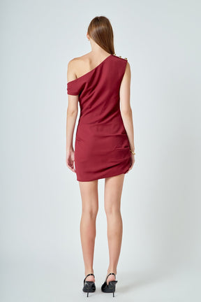 ENDLESS ROSE - One Shoulder Accent Mini Dress - DRESSES available at Objectrare
