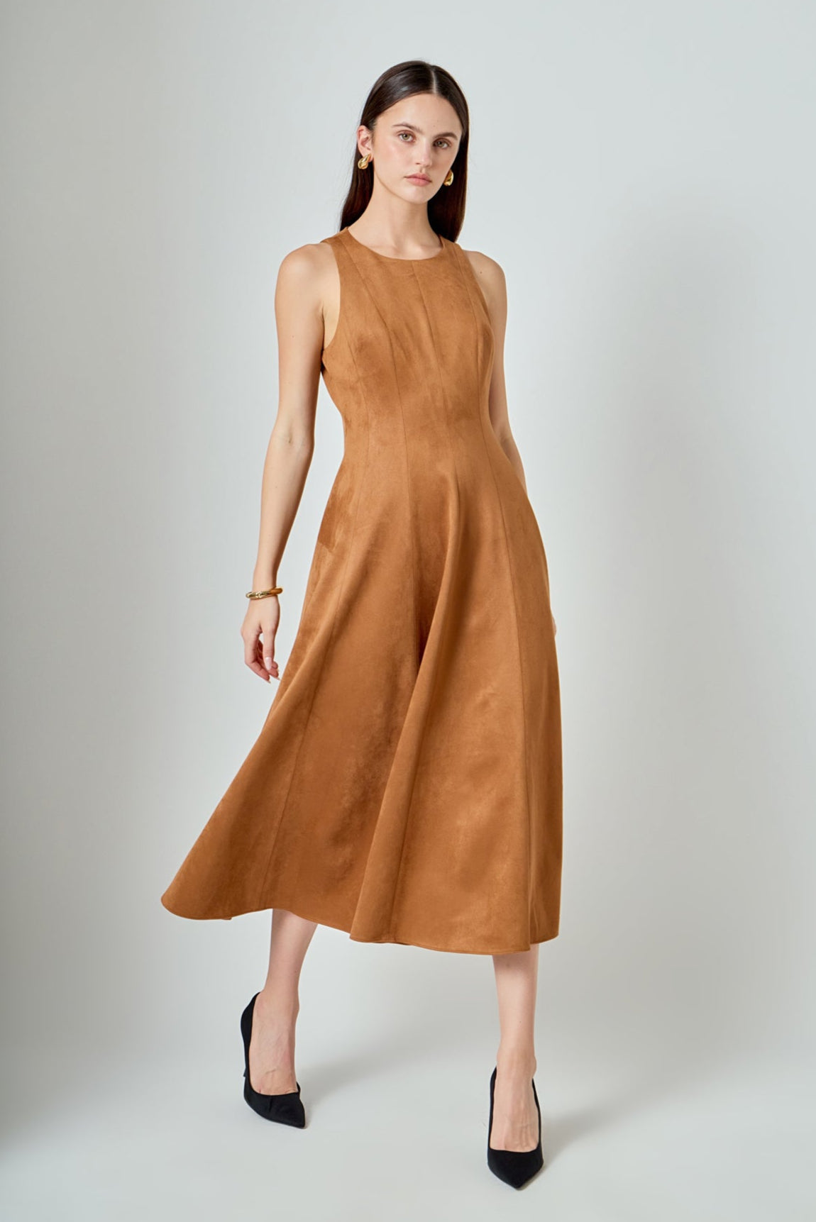 ENDLESS ROSE - Faux Suede Midi Dress - DRESSES available at Objectrare