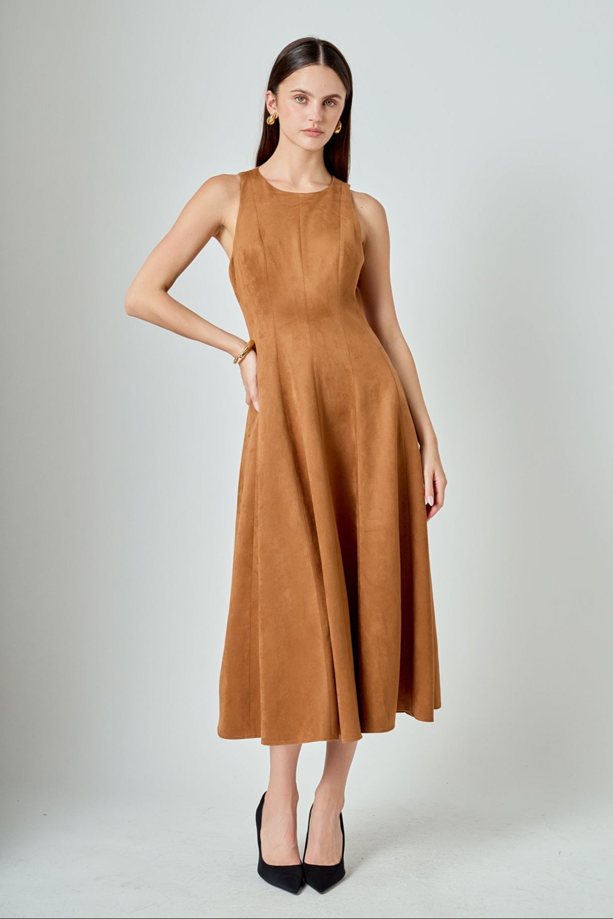 ENDLESS ROSE - Faux Suede Midi Dress - DRESSES available at Objectrare