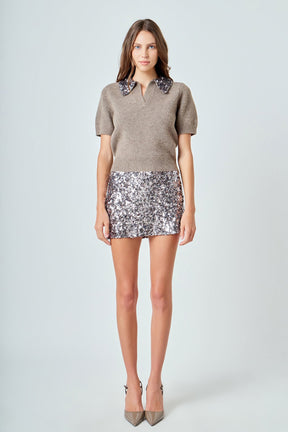 ENDLESS ROSE - Multi Sequin Mini Skirt - SKIRTS available at Objectrare