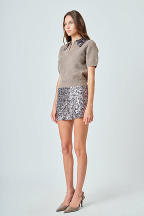 ENDLESS ROSE - Multi Sequin Mini Skirt - SKIRTS available at Objectrare