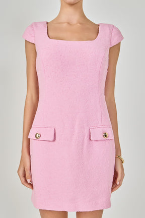 ENDLESS ROSE - Tweed Cap Sleeve Mini Dress - DRESSES available at Objectrare