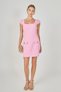 ENDLESS ROSE - Tweed Cap Sleeve Mini Dress - DRESSES available at Objectrare