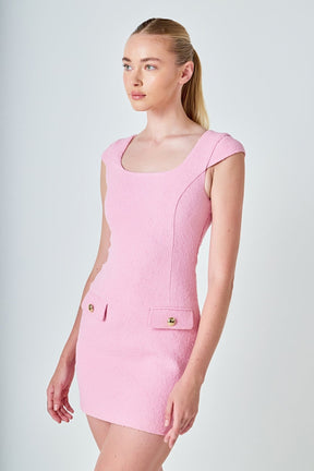 ENDLESS ROSE - Tweed Cap Sleeve Mini Dress - DRESSES available at Objectrare
