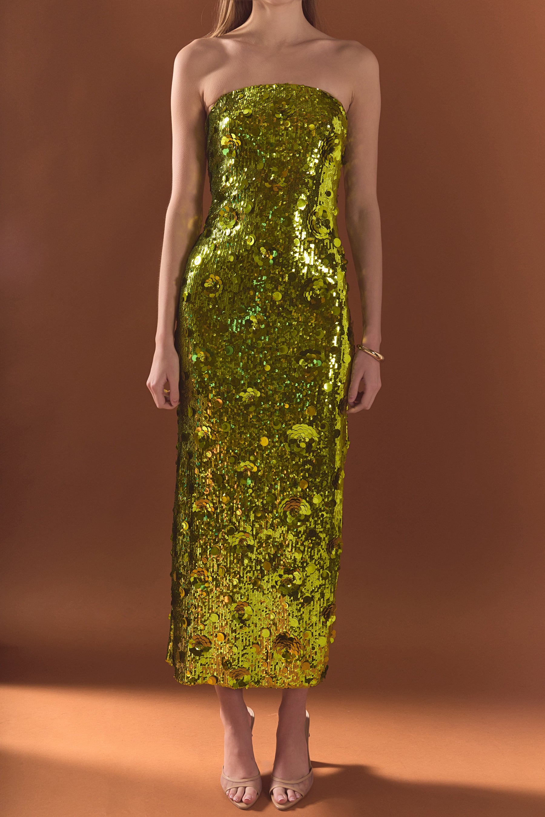 ENDLESS ROSE - Sequins Applique Midi Dress - DRESSES available at Objectrare
