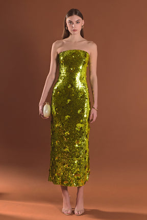 ENDLESS ROSE - Sequins Applique Midi Dress - DRESSES available at Objectrare