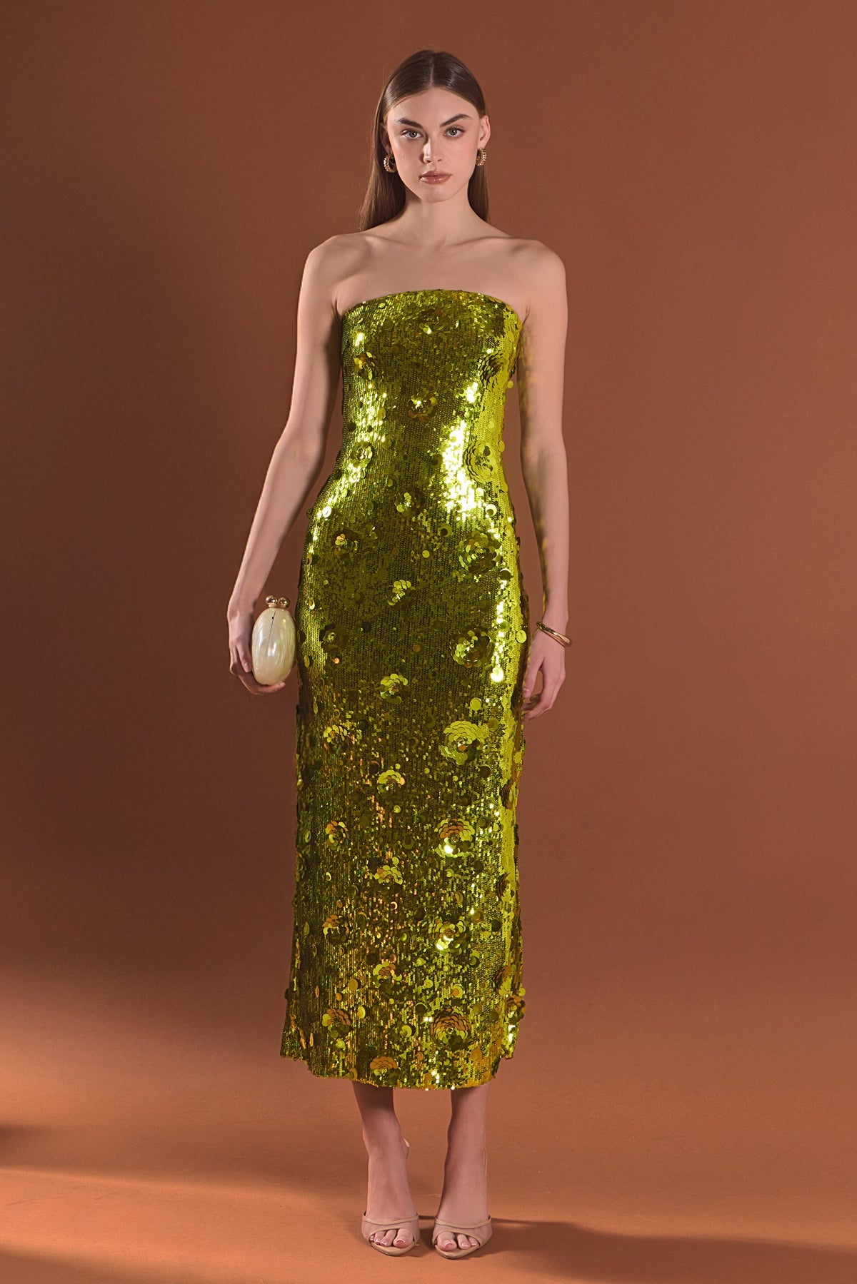 ENDLESS ROSE - Sequined Applique Midi Dress - DRESSES available at Objectrare