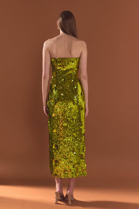 Sequined Applique Midi Dress