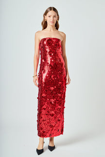 ENDLESS ROSE - Sequins Applique Midi Dress - DRESSES available at Objectrare