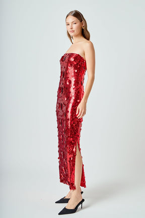 ENDLESS ROSE - Sequins Applique Midi Dress - DRESSES available at Objectrare