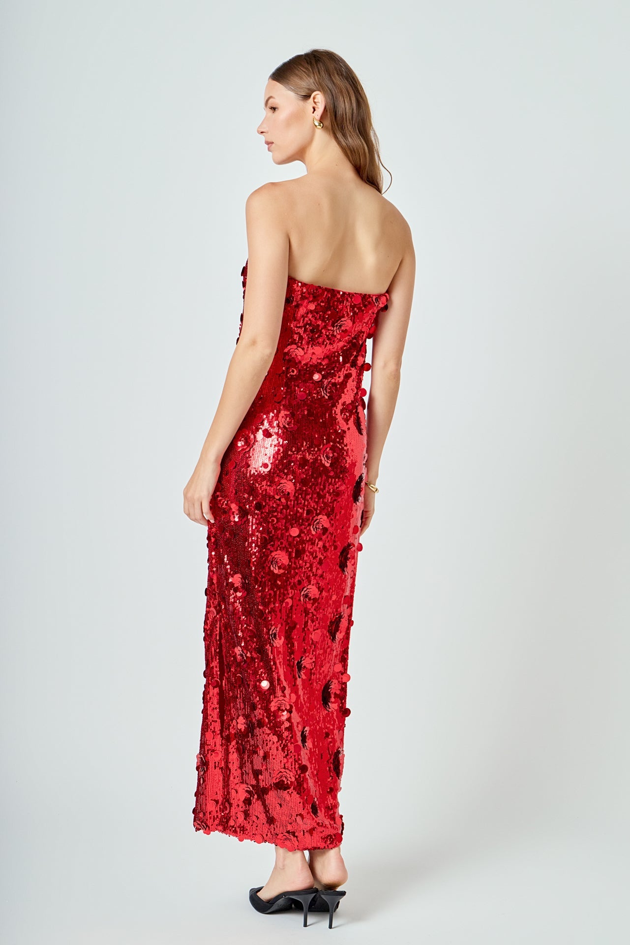 ENDLESS ROSE - Sequins Applique Midi Dress - DRESSES available at Objectrare
