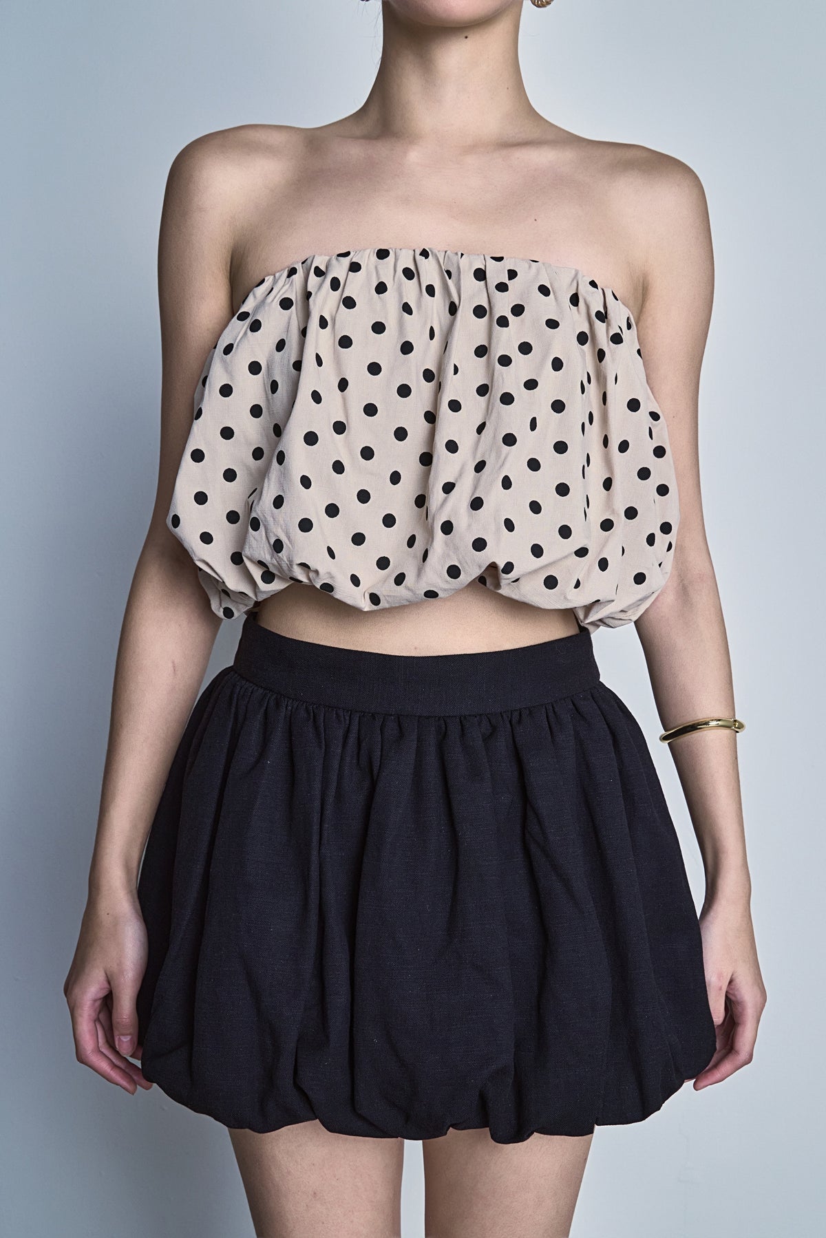 ENDLESS ROSE - Bubble Strapless Linen Top - TOPS available at Objectrare