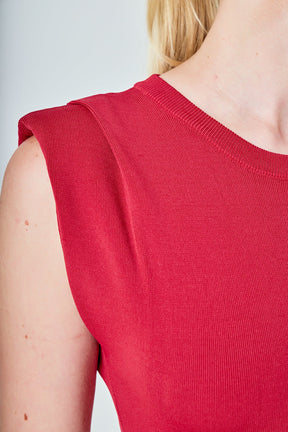 ENDLESS ROSE - Knit Shoulder Pleated Midi Dress - DRESSES available at Objectrare