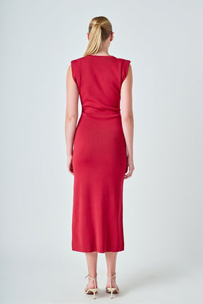 ENDLESS ROSE - Knit Shoulder Pleated Midi Dress - DRESSES available at Objectrare