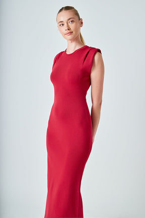 ENDLESS ROSE - Knit Shoulder Pleated Midi Dress - DRESSES available at Objectrare