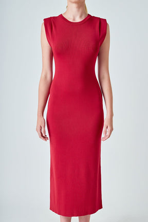 ENDLESS ROSE - Knit Shoulder Pleated Midi Dress - DRESSES available at Objectrare