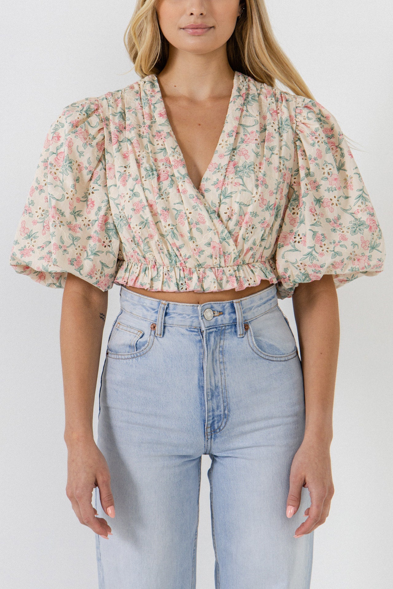 FREE THE ROSES - Free The Roses - Floral Embroidered Blouson Top - TOPS available at Objectrare