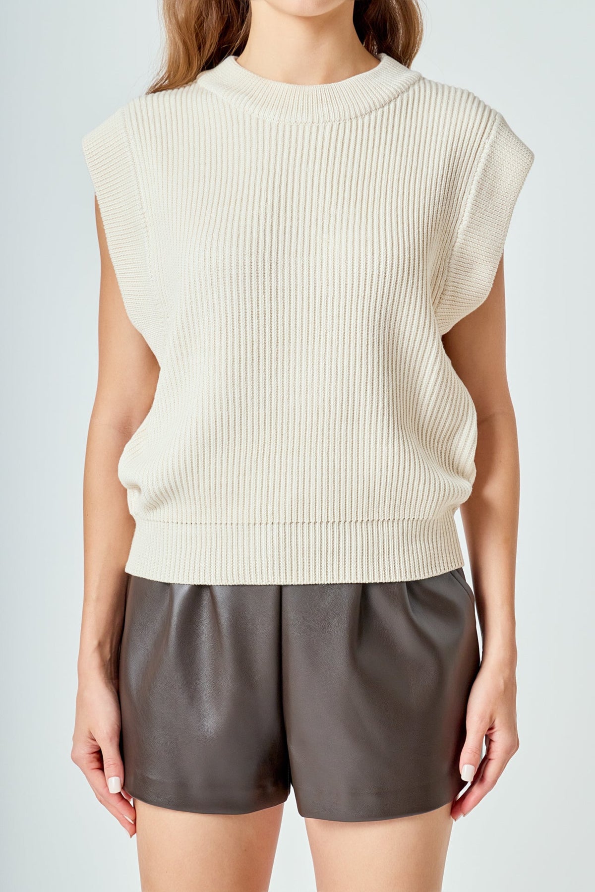 ENDLESS ROSE - Sleeveless Round neck Vest Knit Top - SWEATERS & KNITS available at Objectrare