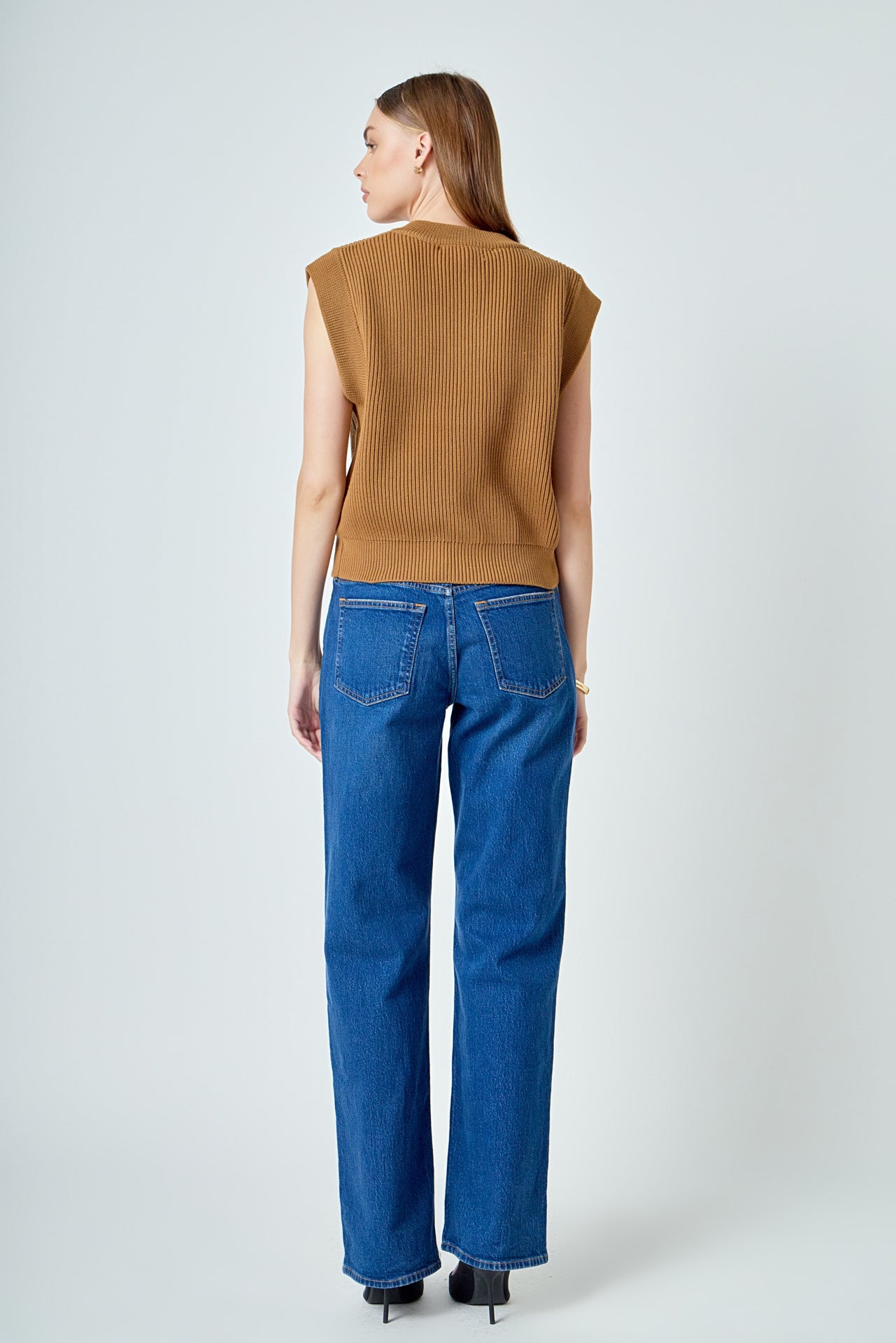 ENDLESS ROSE - Sleeveless Knit Buttoned Vest Top - SWEATERS & KNITS available at Objectrare