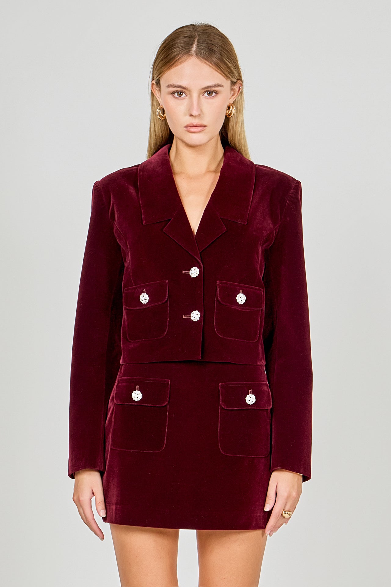 ENDLESS ROSE - Cropped Collared Blazer - JACKETS available at Objectrare