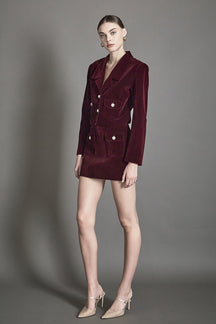 Velvet Jeweled Button Mini Skirt