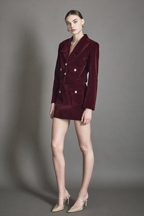 Velvet Jeweled Button Mini Skirt
