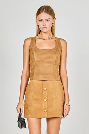 Suede Scoop neck Top
