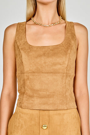 Suede Scoop neck Top