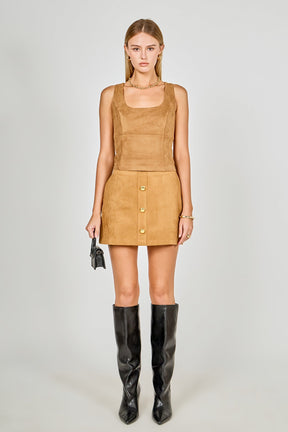 Suede Scoop neck Top
