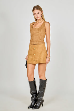 Suede Scoop neck Top